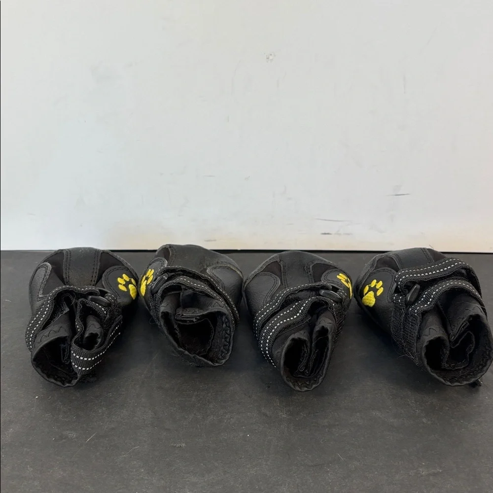 Set of 4 Dog Boots Size 5 Black Reflective Waterproof Paw Protectors